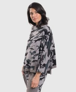 Alembika Alembika Urban Camo Hi Lo Boxy Top, Grey
