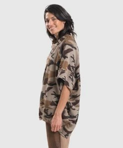 Alembika Urban Camo Raglan Cocoon Top, Brown