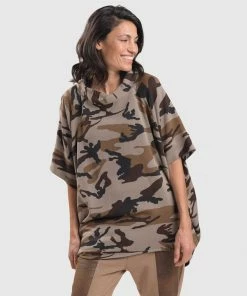 Alembika Urban Camo Raglan Cocoon Top, Brown