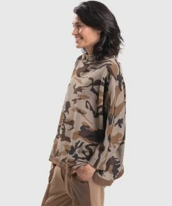 Alembika Alembika Urban Camo Hi Lo Boxy Top, Brown