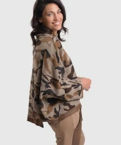 Alembika Alembika Urban Camo Hi Lo Boxy Top, Brown