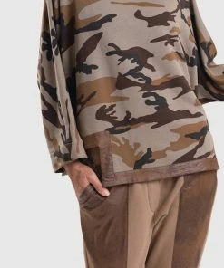 Alembika Alembika Urban Camo Hi Lo Boxy Top, Brown