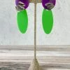 Pattern Gems Pattern Gems Elongated Oval Earrings, Purple/Green