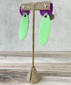 Pattern Gems Pattern Gems Elongated Oval Earrings, Purple/Green