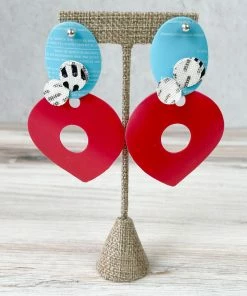 Pattern Gems Pattern Gems Large Teardrop Earrings, Aqua/Pink