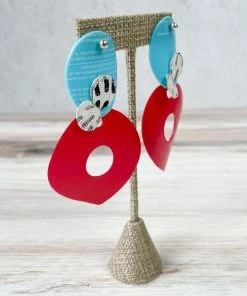 Pattern Gems Pattern Gems Large Teardrop Earrings, Aqua/Pink