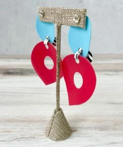 Pattern Gems Pattern Gems Large Teardrop Earrings, Aqua/Pink