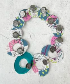 Pattern Gems Melody Necklace, Clear Teal/Pink Pattern Gems