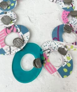 Pattern Gems Melody Necklace, Clear Teal/Pink Pattern Gems