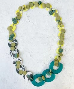 Pattern Gems Rhythm Necklace, Clear Teal/Yellow