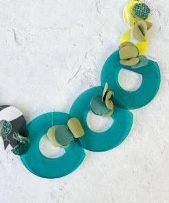 Pattern Gems Rhythm Necklace, Clear Teal/Yellow