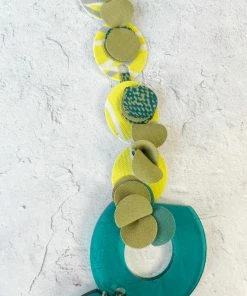 Pattern Gems Rhythm Necklace, Clear Teal/Yellow