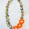 Pattern Gems Rhythm Necklace, Neon Orange/Grey Pattern Gems