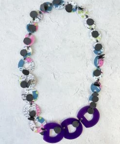 Pattern Gems Rhythm Necklace, Purple/Teal Pattern Gems