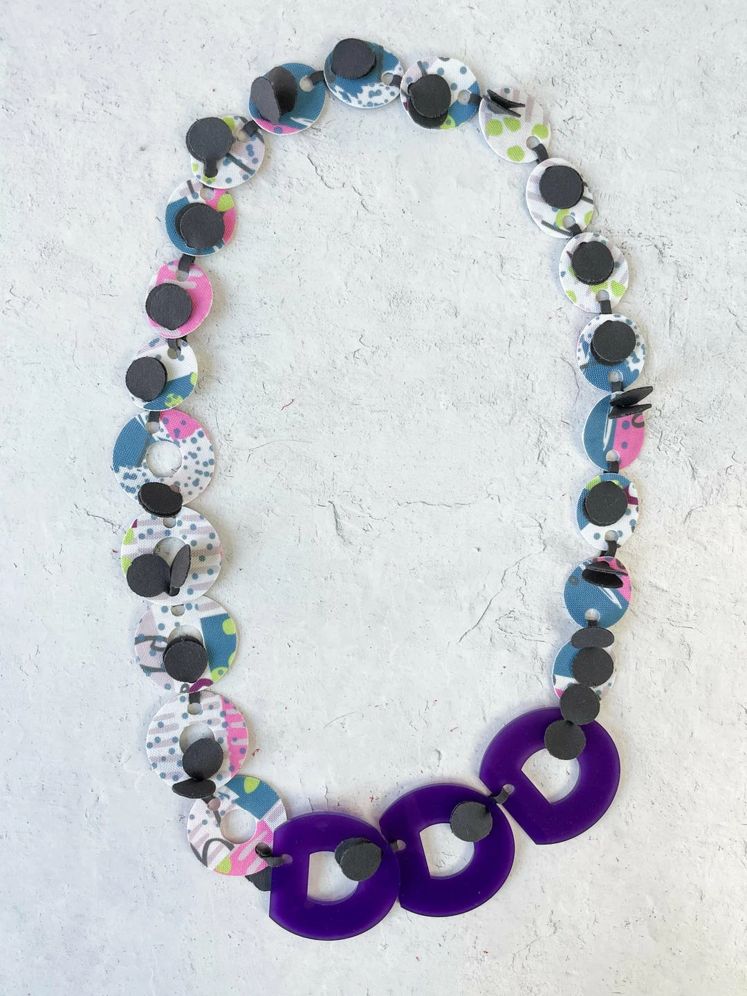 Pattern Gems Rhythm Necklace, Purple/Teal Pattern Gems