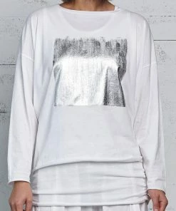 Planet Planet Foil Boxy Tee, Seafoam/Silver