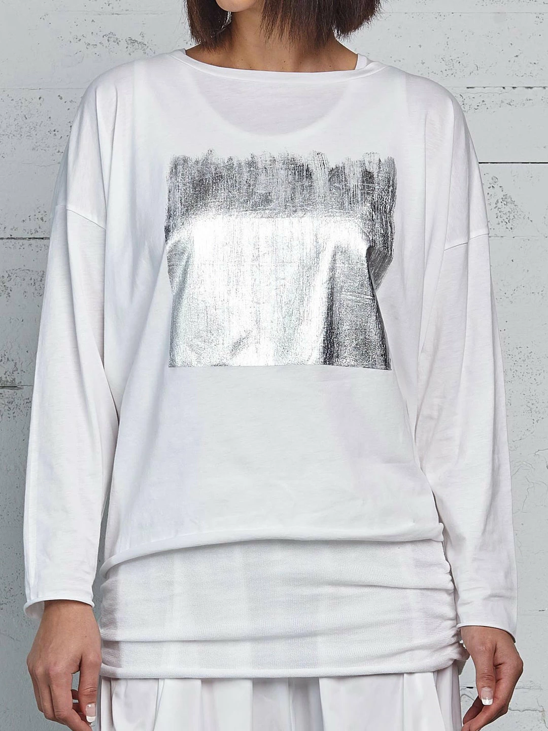 Planet Planet Foil Boxy Tee, Seafoam/Silver