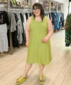 Pure Essence Pure Essence A-Line Tank Dress, Citrus/Grey