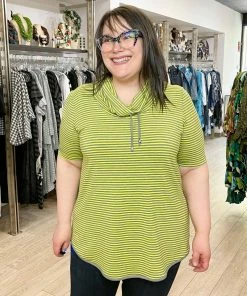 Pure Essence Short Sleeve Cowl Tunic, Citrus/Grey Pure Essence