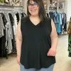 Pure Essence V-Neck Tank Top, Black
