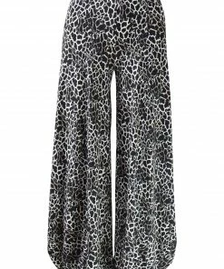 Q'Neel Q'Neel Crackle Print Lantern Pant, Black/Tan