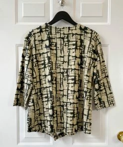 Q'Neel Notch Vent A-Line Top, Tan/Black