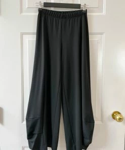 Q'Neel Ponte Seamed Lantern Pant, Black