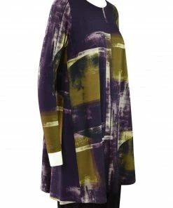 Q'Neel Printed A-Line Tunic, Plum/Ochre
