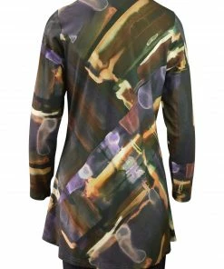 Q'Neel Q'Neel Printed Round Neck Tunic, Brown Multi