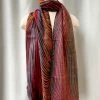 Rapti Fashion Rapti Fashion Cashmere Rectangular Scarf, Red Multi Stripes
