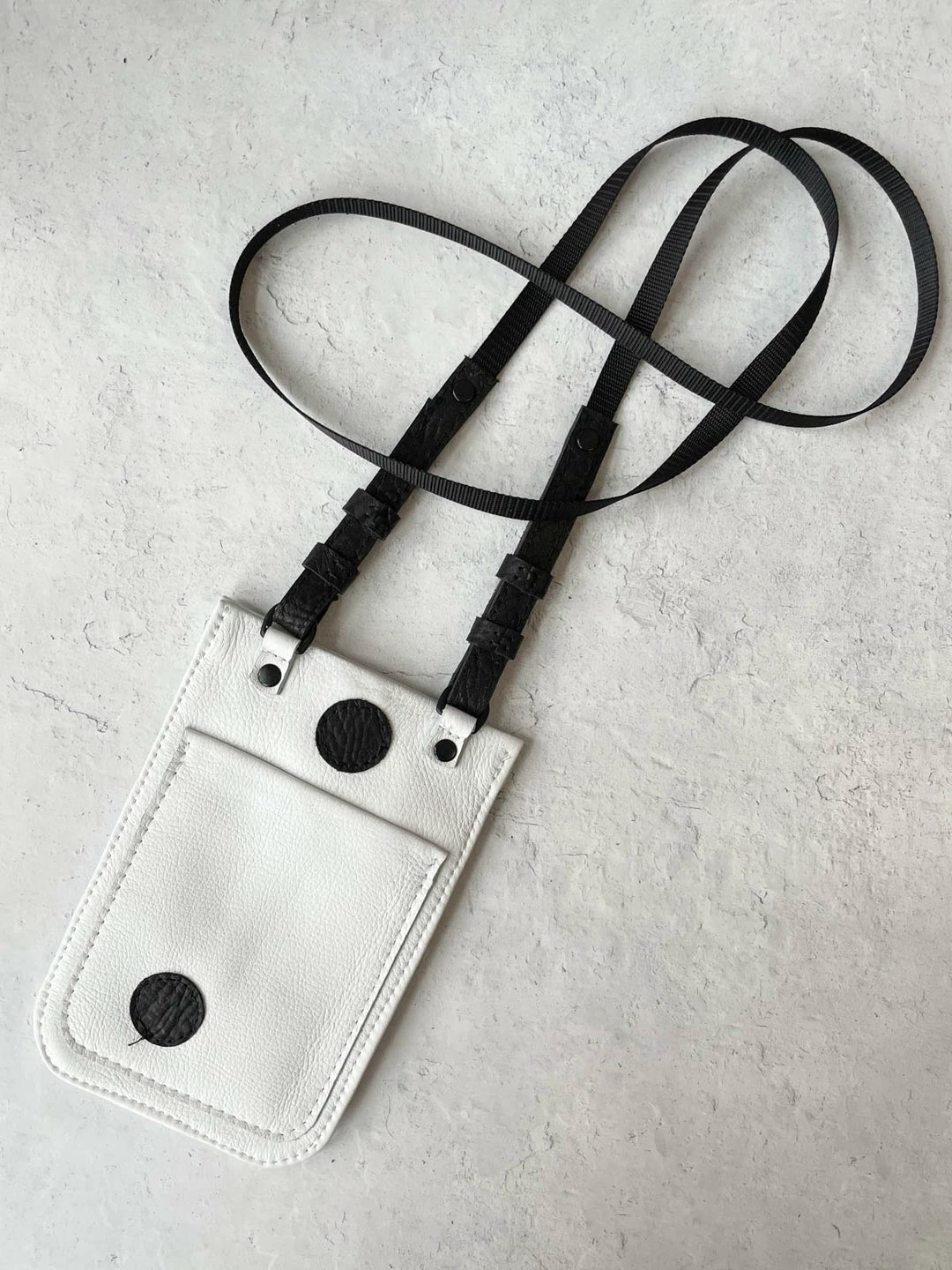 Riel Cell Phone Sling Crossbody Bag, White/Black Dots