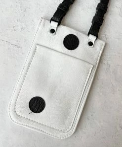 Riel Cell Phone Sling Crossbody Bag, White/Black Dots