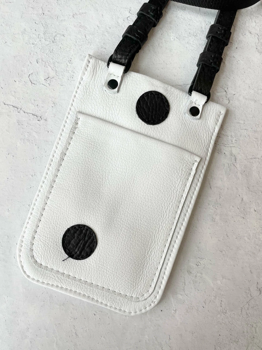 Riel Cell Phone Sling Crossbody Bag, White/Black Dots