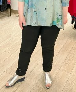 Robell Marie Mesh Trim Crop Pant, Black