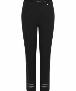 Robell Marie Mesh Trim Crop Pant, Black