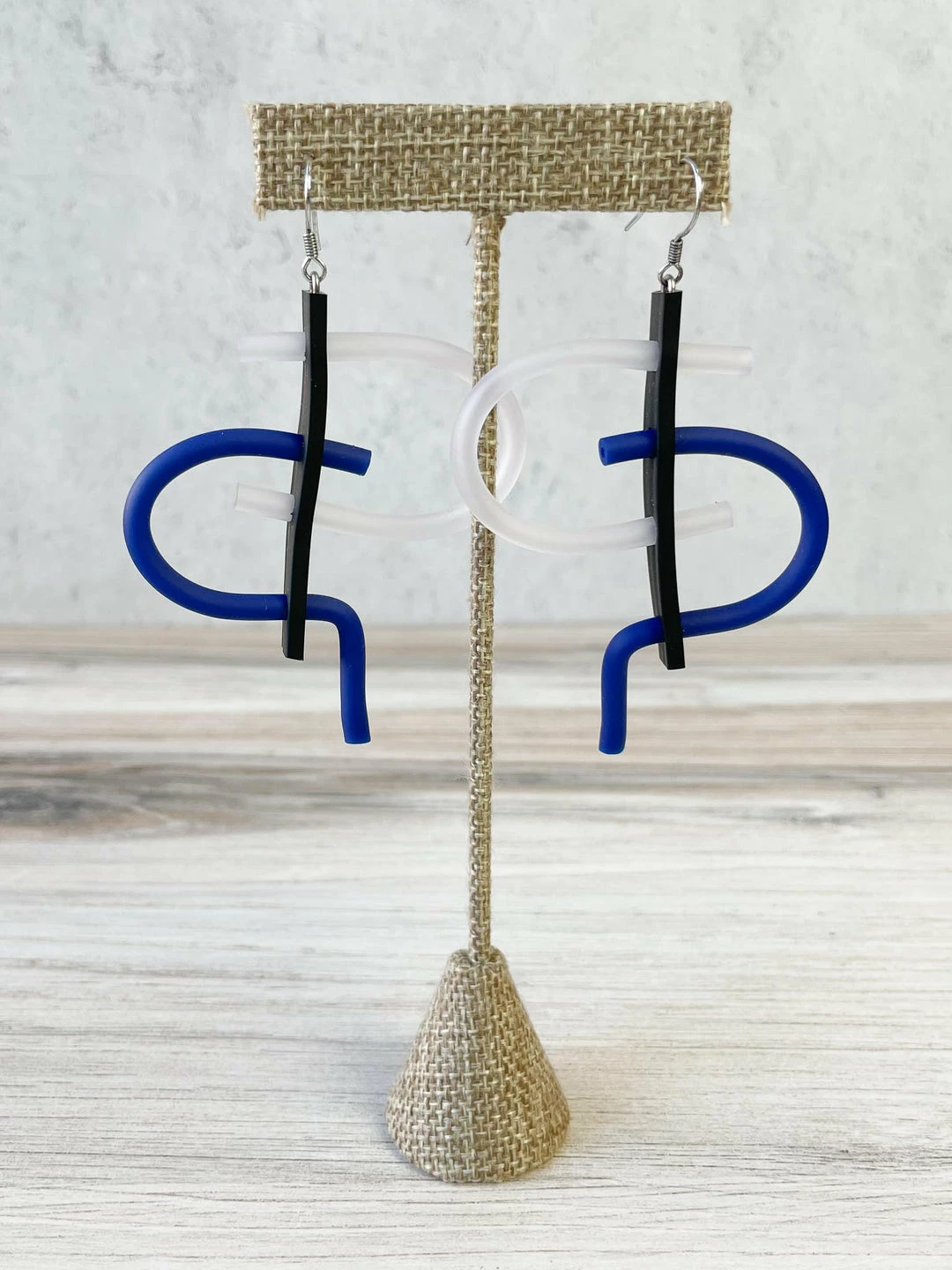 Samuel Coraux Tag Earrings, Black/Clear/Blue