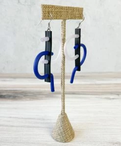 Samuel Coraux Tag Earrings, Black/Clear/Blue