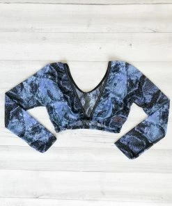 Sleevey Wonders 3/4 Sleeve Snakeskin Mesh Sleeves, Blue