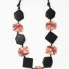 Sylca Designs Evelyn Statement Necklace, Black/Orange