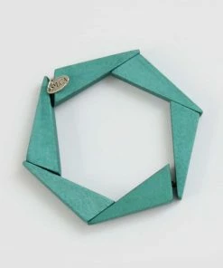 Sylca Designs Geometric Wooden Bracelet, Turquoise