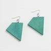 Sylca Designs Geometric Wooden Earrings, Aqua