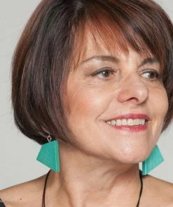 Sylca Designs Geometric Wooden Earrings, Aqua