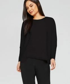 Sympli Sympli Motion Trim Boxy Top, Long Sleeve, Black