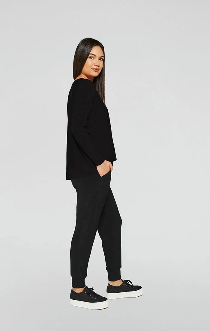 Sympli Sympli Motion Trim Boxy Top, Long Sleeve, Black