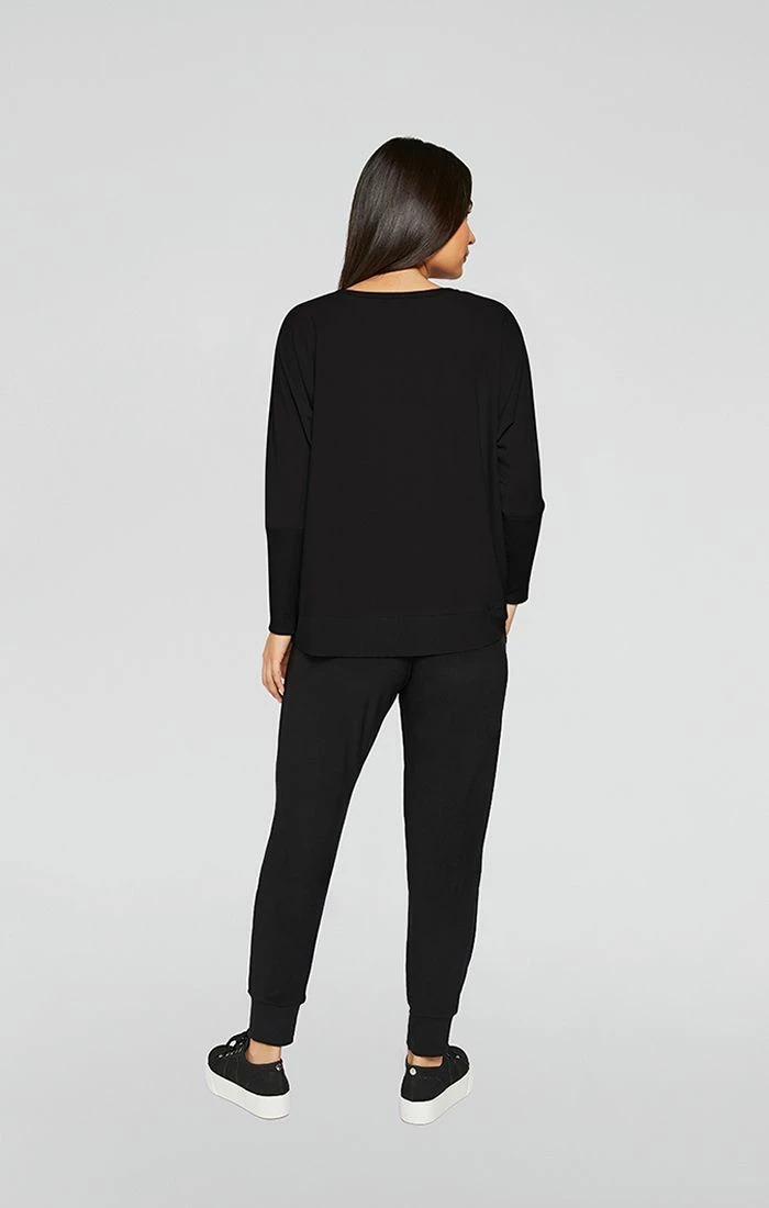 Sympli Sympli Motion Trim Boxy Top, Long Sleeve, Black