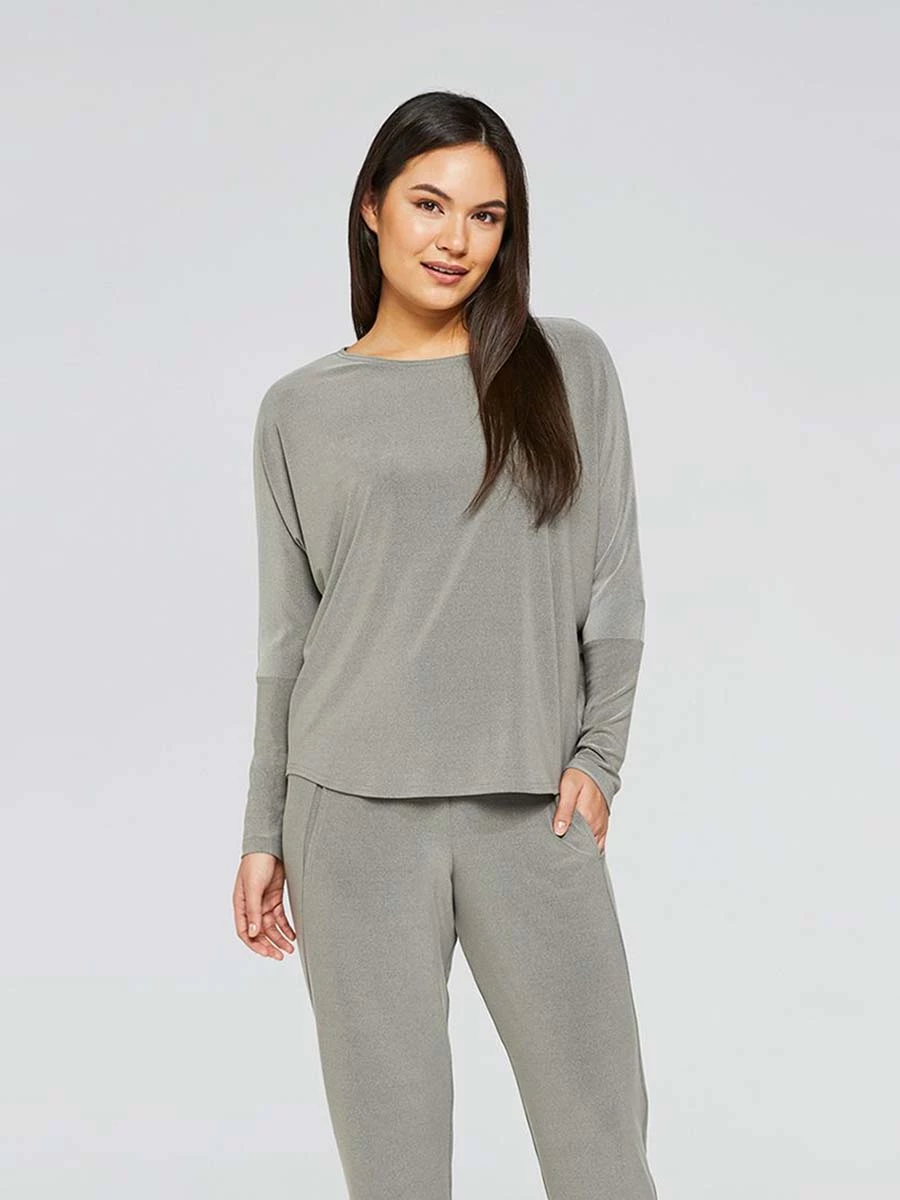 Sympli Sympli Nu Cinch Top, Long Sleeve, Melange Sand