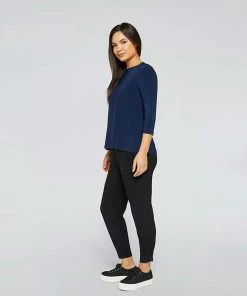 Sympli Trapeze Top, 3/4 Sleeve, Denim
