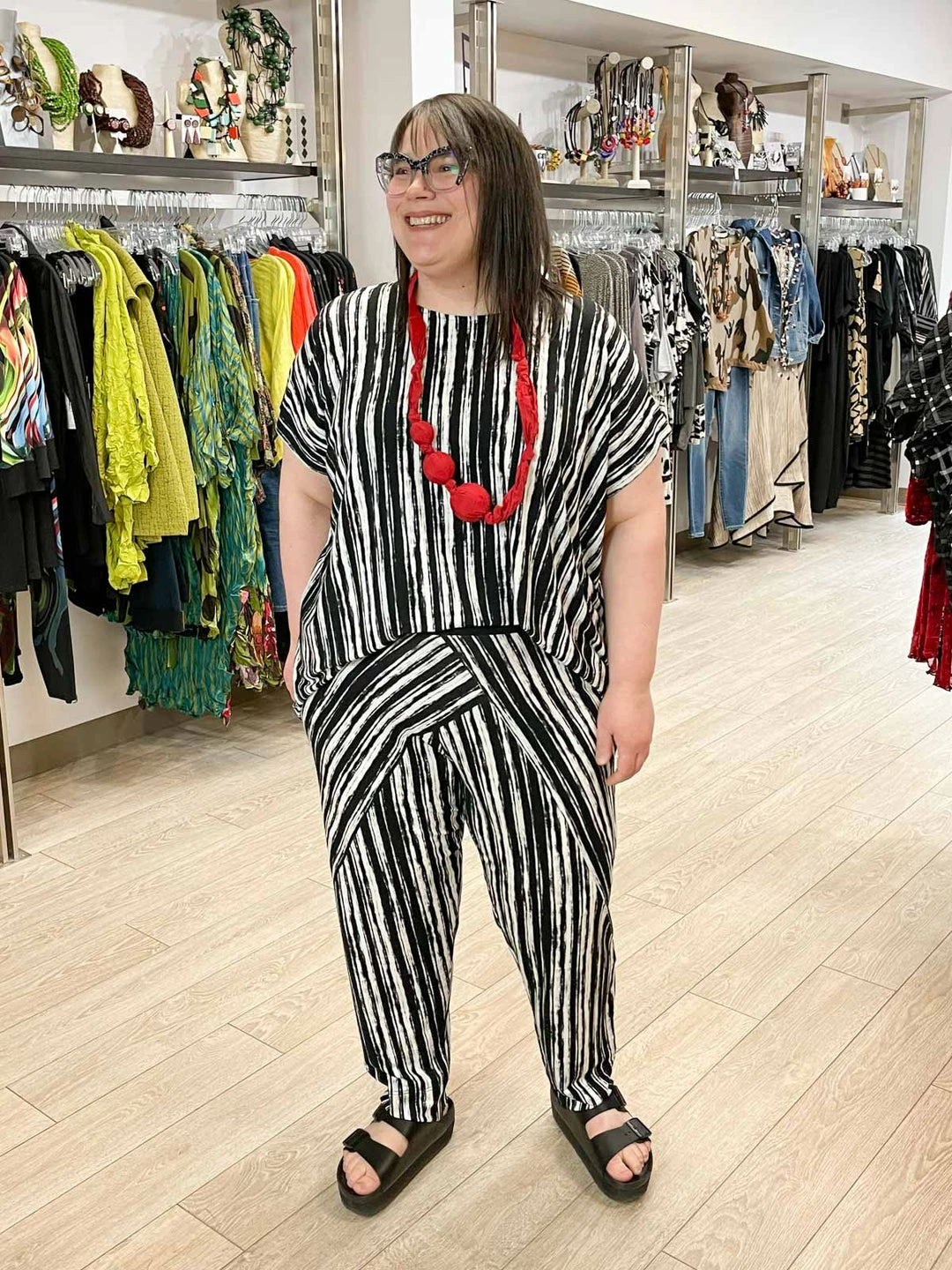 Trine Kryger Simonsen Sandra Boxy Top, Black/White Trine Kryger Simonsen