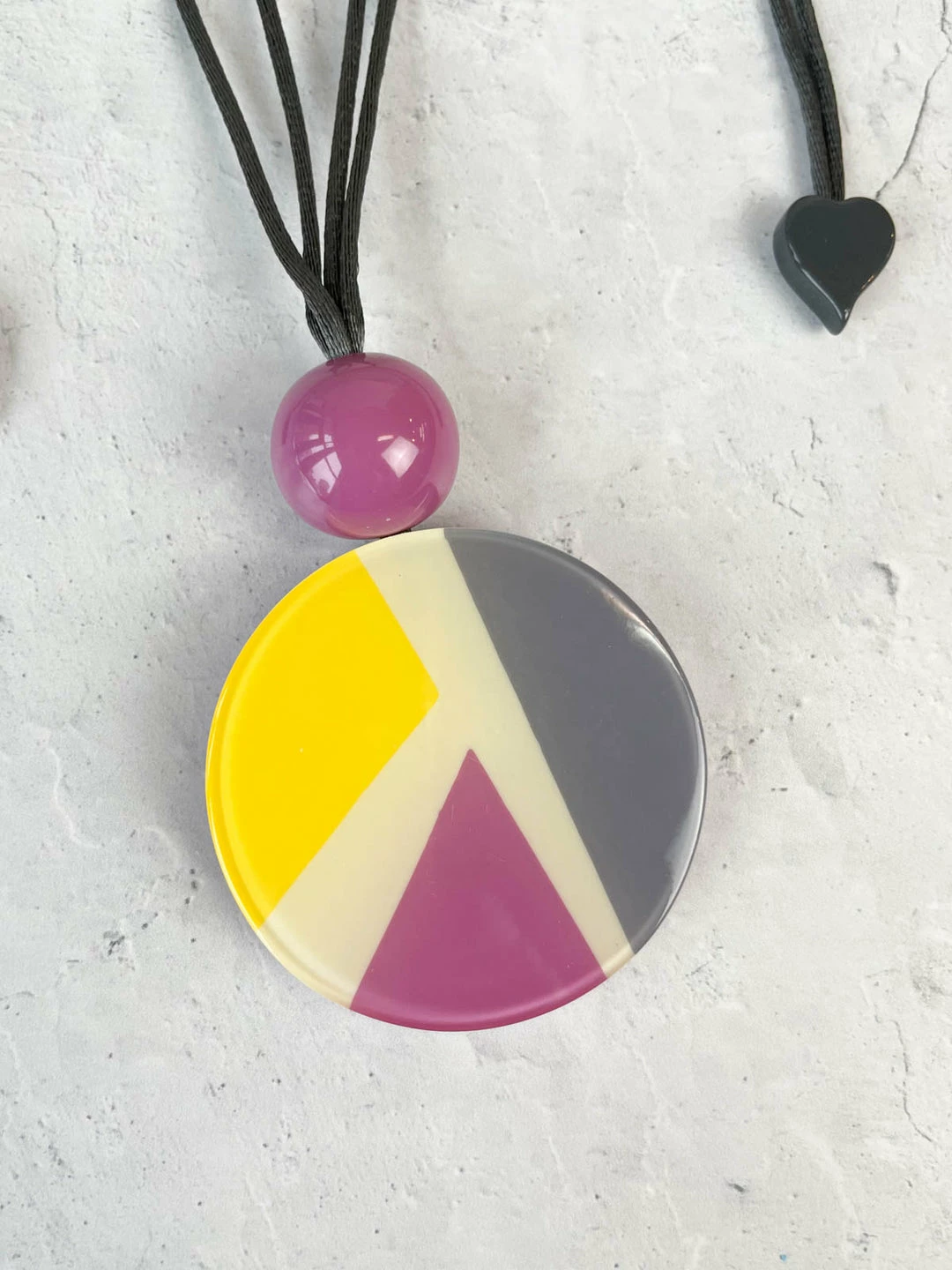 Zsiska Abba 2 Bead Round Pendant Necklace, Pink