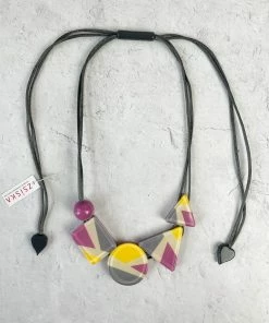 Zsiska Abba 5 Bead Adjustable Necklace, Pink